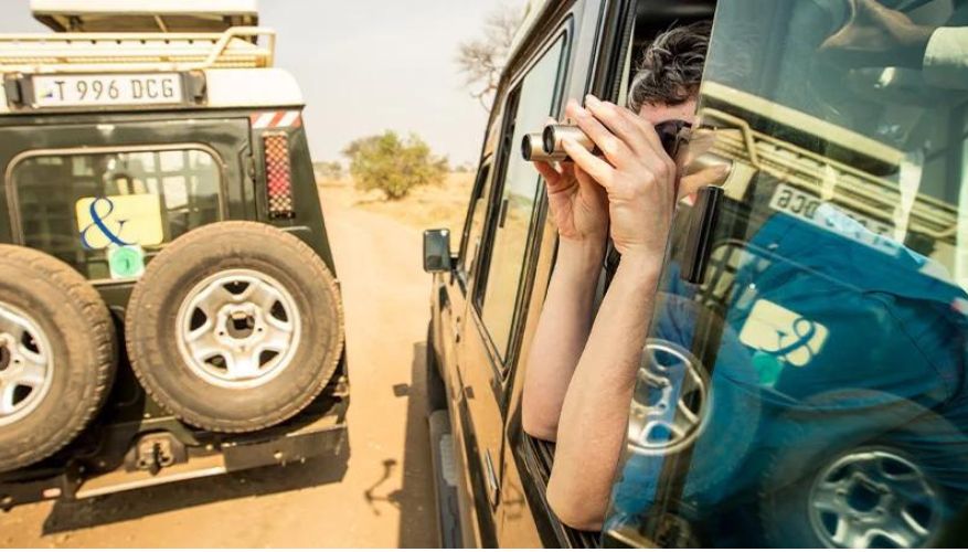 binoculars on safari